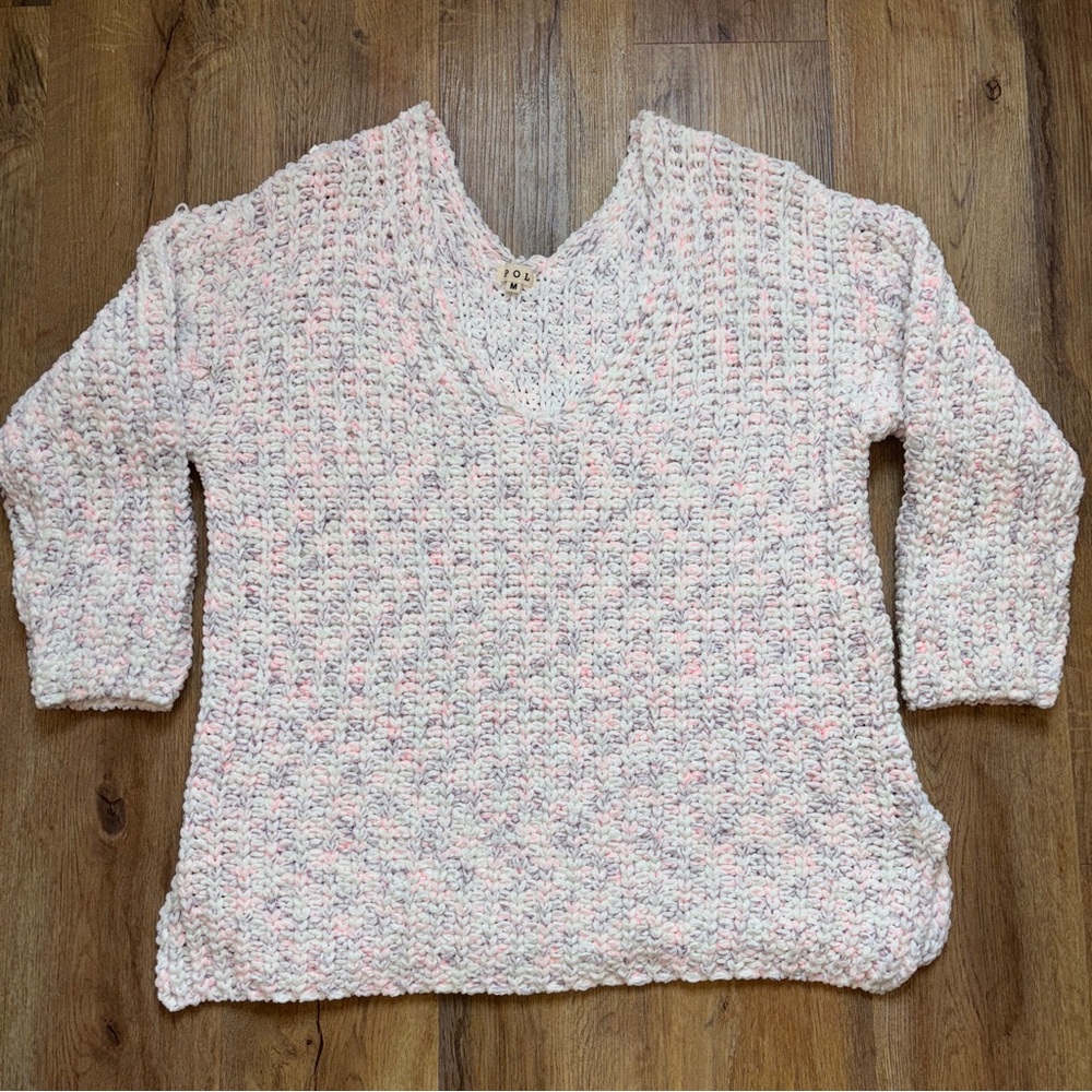 POL Chenille V-neck Chunky Sweater Sz M
